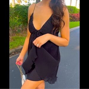 Abercrombie & Fitch Plisse Ruched Babydoll Mini Dress - L